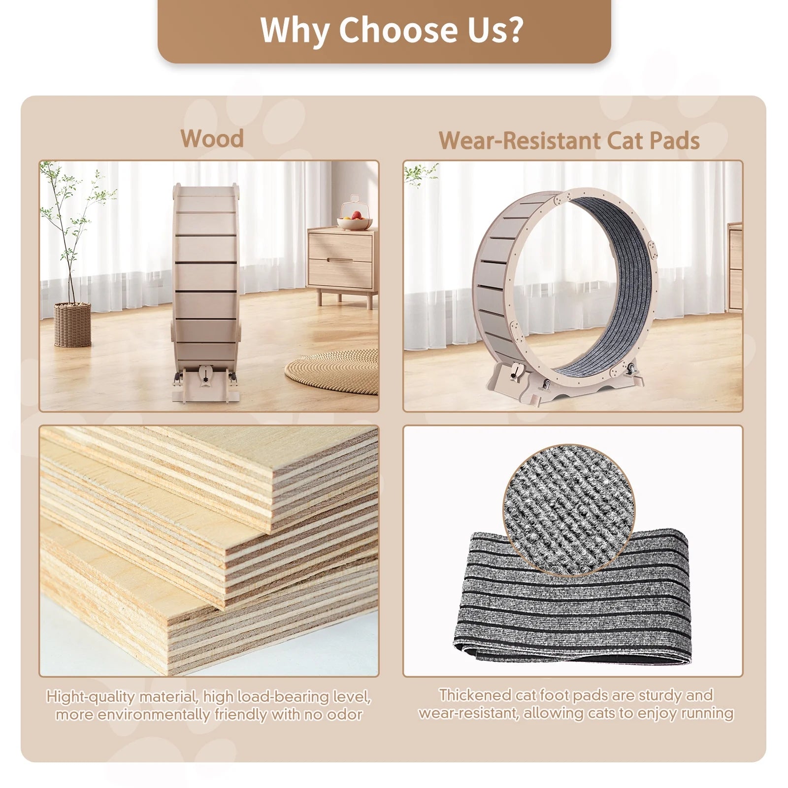 41" Cat Exercise Wheel for Indoor Cats, Cat Running Wheel with Carpeted Runway