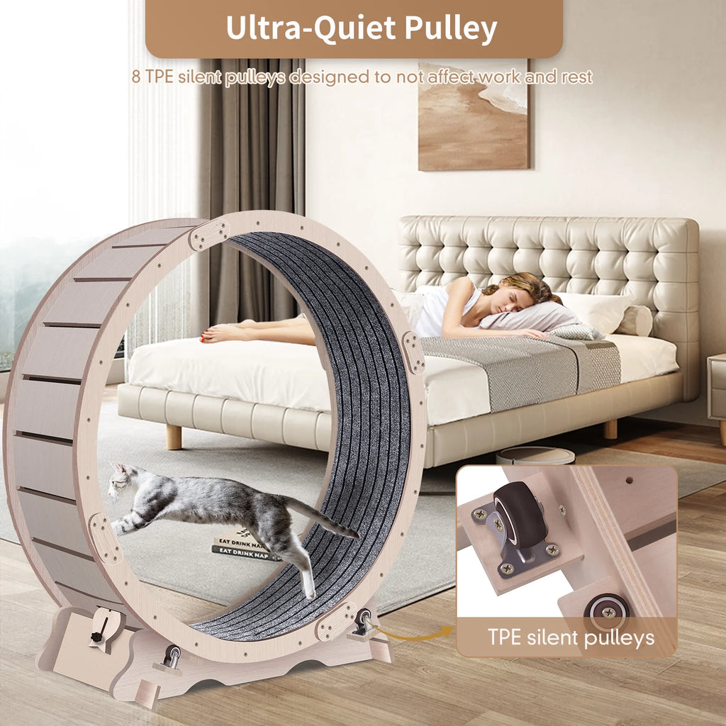 41" Cat Exercise Wheel for Indoor Cats, Cat Running Wheel with Carpeted Runway